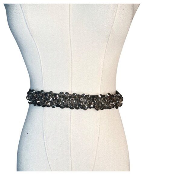 NEW 2/$30 S-M Gray Waist Belt Crystal Faux Rhinestones Snap Closure - Picture 5 of 8